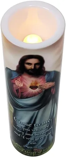 Miniatura 9 de Vela de oración devocional sin llama LED Sagrado Corazón de Jesús