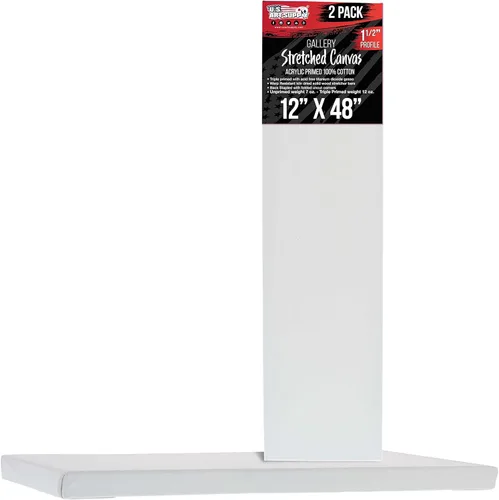 U.S. Art Supply Lienzo estirado mediano para pintar de 12 x 48 pulgadas, profundidad de galería de 1-1/2 pulgadas de grosor, paquete de 2 – triple