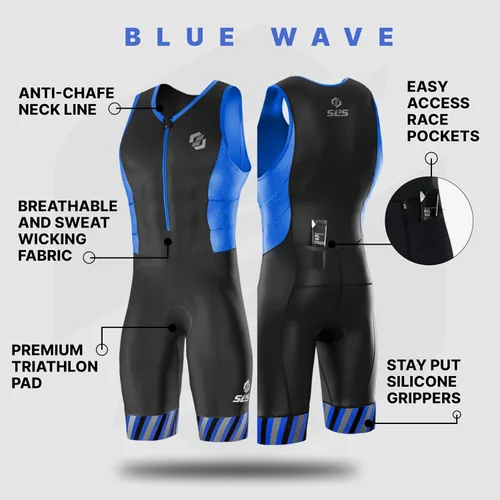 Miniatura 3 de SLS3 Trajes de triatlón para hombre, traje de triatlón duradero sin mangas para hombre, traje de triatlón ligero con 2 bolsillos para almacenamiento