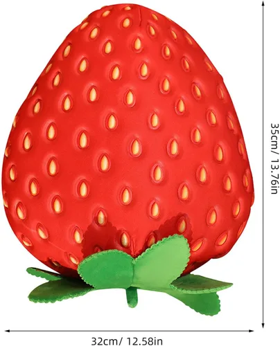 Miniatura 2 de Kisangel - Almohada rellena de fresas de 13.77 x 12.59 x 7.48 pulgadas, cojín de felpa suave para sofá, silla, dormitorio de niños, regalo decorativo