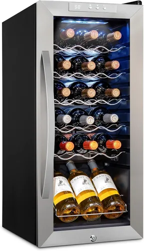 Miniatura 16 de Schmecke - Refrigerador de vino con compresor de 34 botellas con cerradura Gran bodega independiente Refrigerador de vino digital 41f-64f