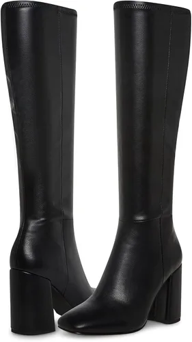 Miniatura 6 de SOVANYOU Botas altas de piel sintética para mujer, punta cuadrada, tacón grueso, hasta la rodilla, con cremallera lateral