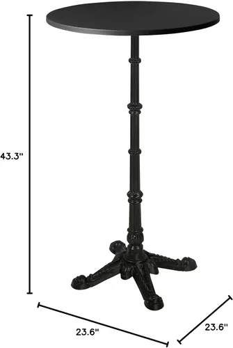 Miniatura 2 de Mesa de bar de 43.3 pulgadas de alto, moderna mesa de pub bistró, mesa redonda de cóctel para 2-3 personas, mesas de café de altura de bar Negro mate