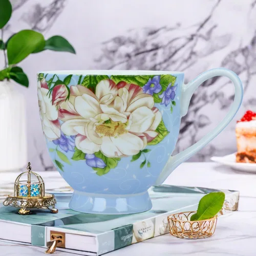 Miniatura 3 de Tazas de café de porcelana de hueso de 16oz para mujeres Tazas Flora Tazas de café y té Novedades Tazas de café para regalar a mujeres, mamá, amigas