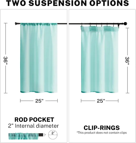 Miniatura 3 de MRTREES Cortinas transparentes de Aqua Blue, para cocina, de 36 pulgadas de longitud, cortinas transparentes de gasa con filtro de luz, cortinas