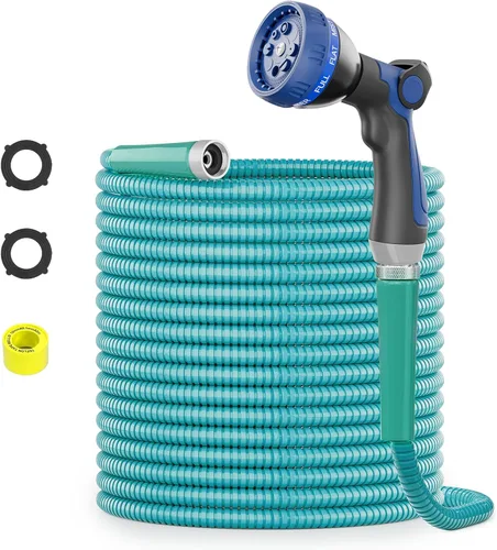 Miniatura 8 de SPECILITE Manguera de jardín de acero inoxidable 304 de 25 pies, tubería de agua resistente con boquillas para patio, exterior, flexible, nunca se