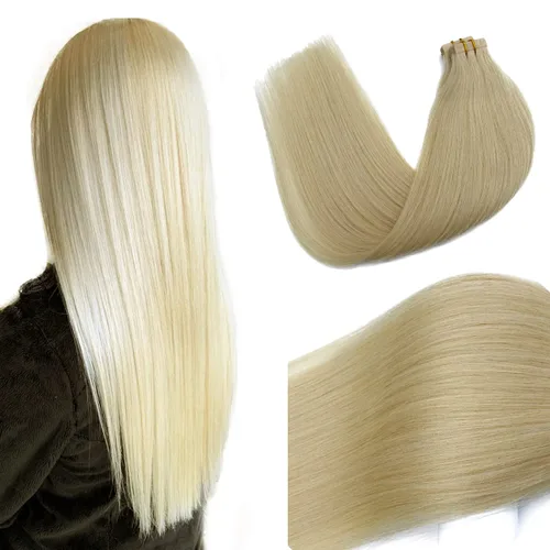 Miniatura 11 de Extensiones de cabello humano real con cinta, 20 piezas de cabello Remy invisible de doble cara, extensiones de cabello Remy con cinta adhesiva