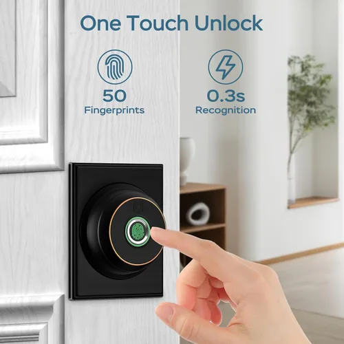 Miniatura 3 de GeekTale Cerradura de seguridad de huellas dactilares con aplicación, cerradura inteligente de seguridad para puerta delantera