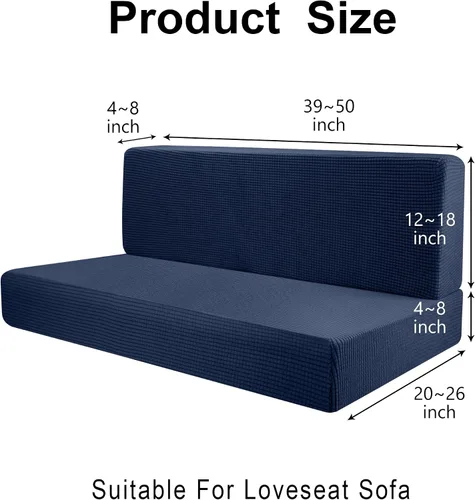 Miniatura 2 de Tlswshsy Cojines de comedor para autocaravana, fundas elásticas para asiento de sofá, protector de muebles de sofá biplaza lavable para Azul