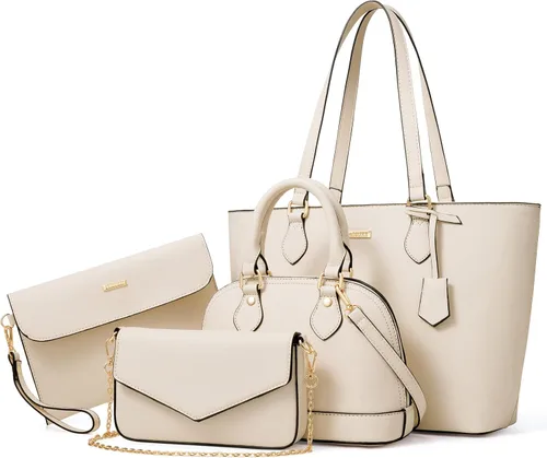 Miniatura 18 de 4 piezas de bolsos de moda para mujer, carteras, bolsos de hombro, bolsos de mano casuales, bolsos cruzados, juego de bolsos de regalo para damas