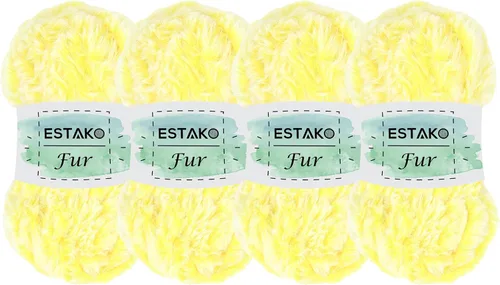 Miniatura 49 de Estako Piel 100% poliéster, suave, súper grueso, esponjoso, pelo sintético, hilo de tejer y ganchillo, 3.52 oz (100gr) 71 yardas (213.3 ft)