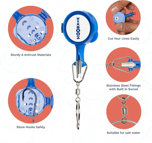 Miniatura 2 de HOOK-EZE Herramienta para atar nudos de pesca Protege de los anzuelos de pescado Ata nudos de pesca fácilmente Gadgets geniales para Naranja