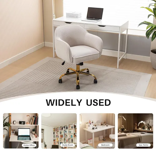 Miniatura 7 de Silla de escritorio para oficina en casa con brazos, ruedas doradas, silla moderna tapizada en terciopelo, silla de computadora enrollable, silla