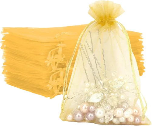 Miniatura 11 de Bolsas de organza, bolsas de organza de 4 x 6, bolsas blancas para recuerdos de boda, 50 bolsas de malla con cordón, bolsas de regalo de joyería