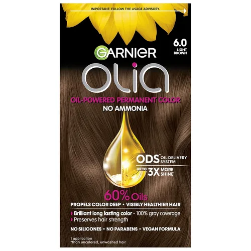 Miniatura 12 de Garnier Olia Tinte para el cabello permanente rico en aceite de color brillante sin amoníaco, 5.0 marrón medio (paquete de 2) tinte para el cabello