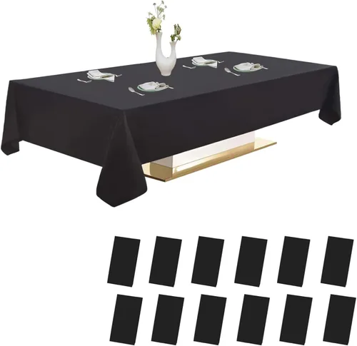 Urby Paquete de 12 manteles rectangulares de plástico, con asientos para 4-6 personas, mantel desechable resistente y empaquetado individualmente,