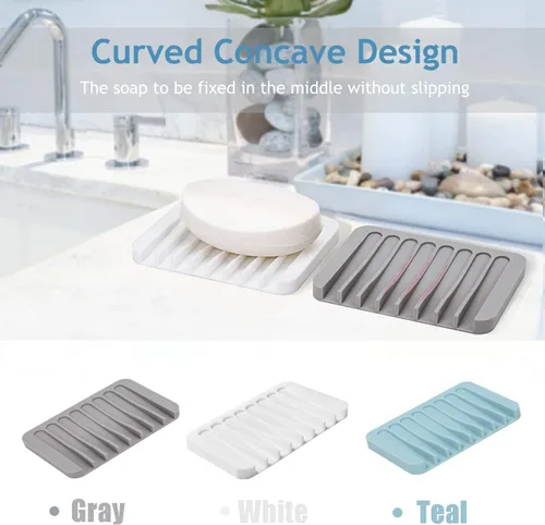 Miniatura 6 de Jaboneras autodrenantes, 3 piezas de silicona para jabón, escurridor de cascada para baño, prolonga la vida del jabón, mantiene las barras de jabón