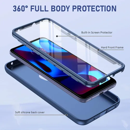 Miniatura 2 de PUJUE Funda para teléfono Motorola Moto-G Pure: G Play 2023 G Power 2022 Funda mate de silicona 360 Protección completa - Resistente parachoques