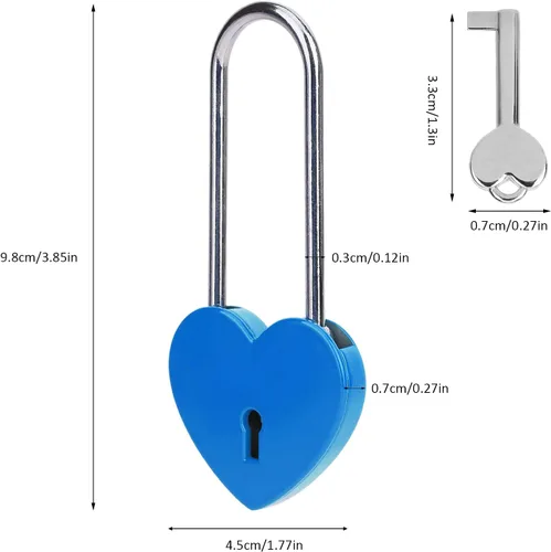 Miniatura 2 de Love Lock - Candado de corazón con llave para enamorados, boda, día de San Valentín, aniversario, viajes (con llave)