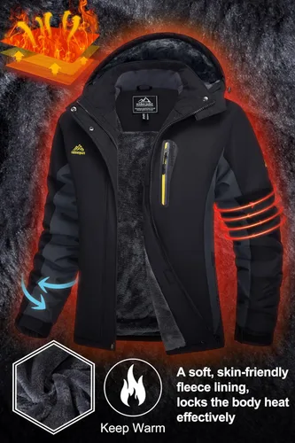 Miniatura 4 de MAGCOMSEN Chaquetas de esquí para mujer, resistentes al agua, aisladas, a prueba de viento, forro polar, abrigos de invierno con capucha