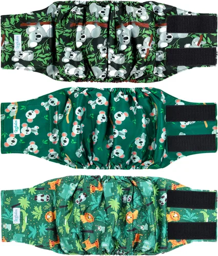 Leekalos Pañales para perros machos (paquete de 3), bandas de vientre de alta absorción para perros machos, lavables y reutilizables (koala, S)