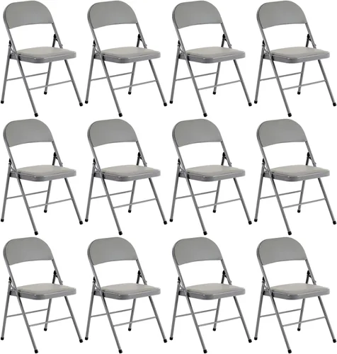 Miniatura 19 de Paquete de 4 sillas plegables negras con cojín acolchado y respaldo para interiores y exteriores, silla plegable comercial apilable portátil