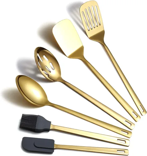 Miniatura 15 de Cuchara de espagueti dorada, servidor de pasta Berglander con chapado en oro de titanio, servidor de espaguetis de acero inoxidable para cocinar