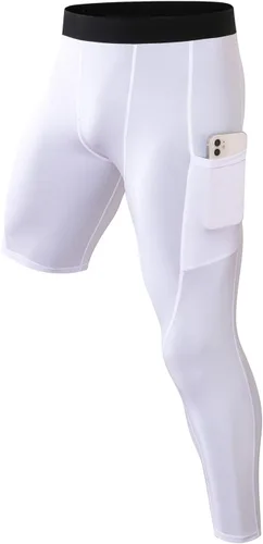 Miniatura 13 de Pantalones de compresión de 3/4 de una pierna para hombre, mallas de baloncesto atléticas para correr, leggings deportivos de capa base capri
