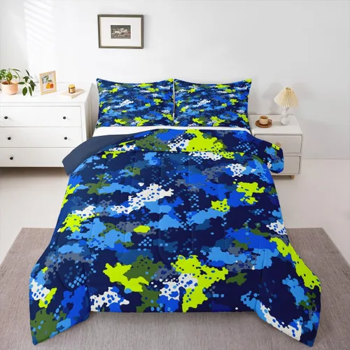 Miniatura 22 de Erosebridal Juego de edredón con estampado de leopardo, tamaño individual para niños, edredón de guepardo occidental, negro y gris, juego de ropa