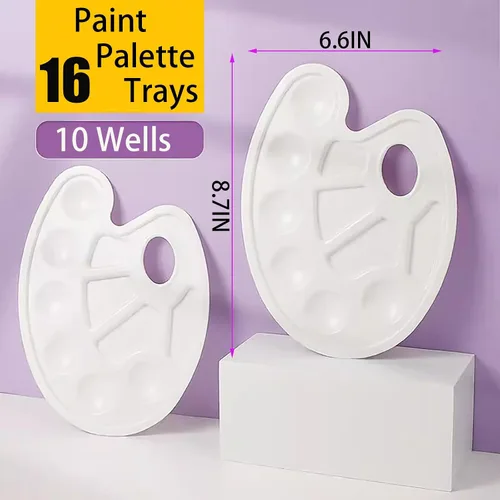 Miniatura 5 de Cedilis Juego de 96 pinceles de pintura, 80 pinceles y 16 bandejas de paleta de pintura para óleo, acuarela, pintura acrílica, niños, estudiantes