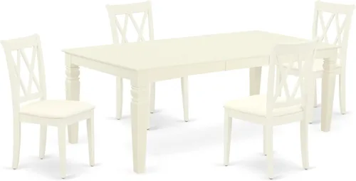 Miniatura 8 de East West Furniture LGCL9-LWH-C Juego de mesa de comedor moderno de 9 piezas, incluye una mesa rectangular de madera con hoja de mariposa y 8 sillas