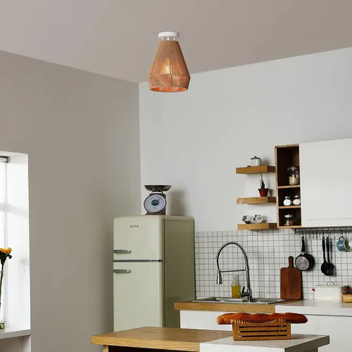 Miniatura 3 de Globe Electric 65894 Lámpara de techo empotrada de 1 luz, blanco mate, pantalla de cordel