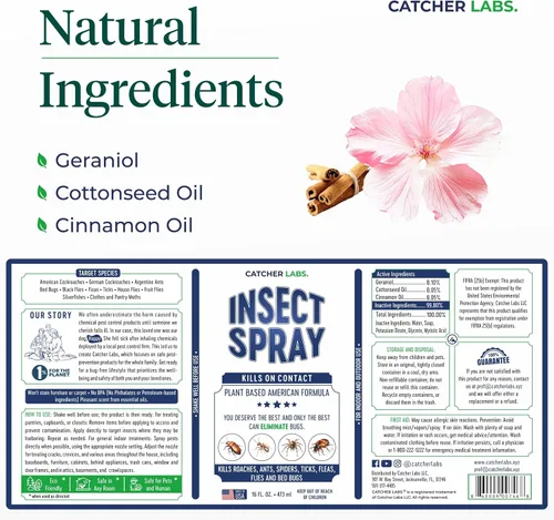 Miniatura 4 de Catcher Labs - Aerosol natural para insectos para uso en interiores y exteriores Hormigas, cucarachas, arañas, moscas, pulgas, insecticidas