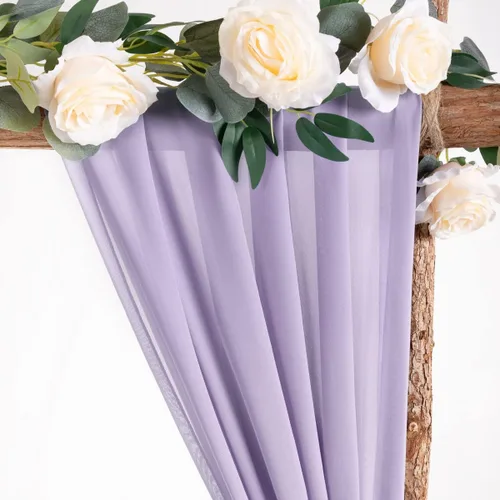 Miniatura 4 de Socomi Tela para Cubrir Arco de Boda 2 Paneles 29" x 19 Pies Lavanda Púrpura Cortina de Gasa Transparente de 6 Yardas para Decoración de Ceremonia