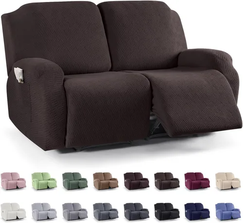 Miniatura 58 de KinCam Fundas para sillón reclinable, fundas elásticas para sillas reclinables, fundas para sofá reclinable de jacquard a rayas, protectores