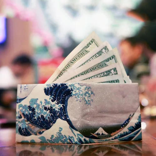 Miniatura 7 de SUPERVEK Cartera de papel: cartera delgada vegana, delgada, resistente al desgarro y al agua para hombre, The Great Wave, Regular