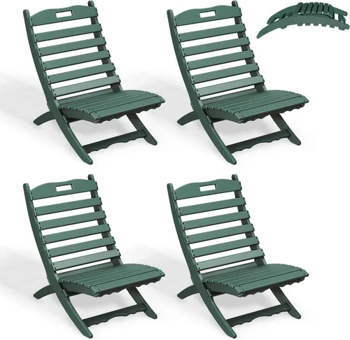 Miniatura 23 de GREENVINES Silla plegable Xavier Wave Sillas Adirondack portátiles Plástico HDPE Silla para fogata para todo tipo de clima Negro