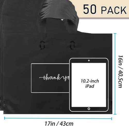Miniatura 2 de 50 bolsas de mercancía de agradecimiento, 17x16 pulgadas, 17x16 pulgadas Negro