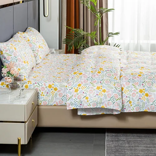 Miniatura 4 de Bedlifes Juego de sábanas King ultra suaves, transpirables, sedosas, con bolsillo profundo floral, ropa de cama 100% microfibra, 4 piezas