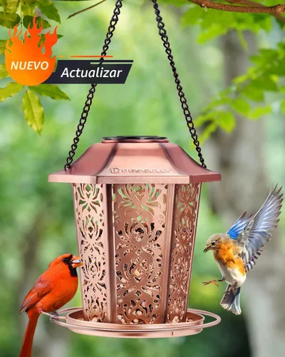 Miniatura 2 de Comederos solares para pájaros para exteriores colgantes - Comedero de pájaros de metal de grado premium, a prueba de mordidas, resistente al clima