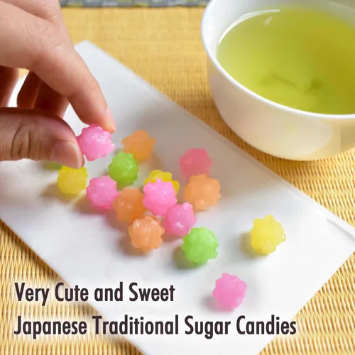 Miniatura 4 de YAMASAN KYOTO UJI Konpeito dulce japonés de azúcar - Bolsa grande 500g, Colores variados, Hecho a mano desde el núcleo de azúcar【YAMASAN】