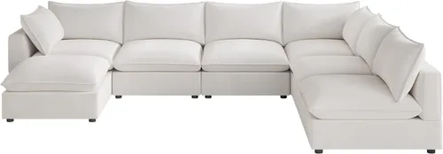 Miniatura 14 de VANOMi Sofá modular seccional, sofá de nube de asiento profundo, cojines ultra cómodos, tapicería suave, funda extraíble, 4 plazas para sala de estar