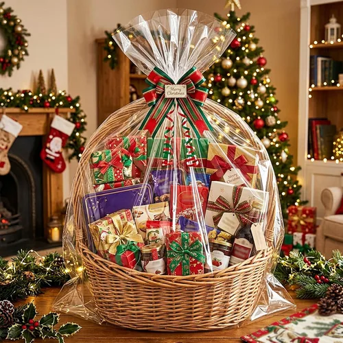 Miniatura 3 de Yotelab Bolsas de celofán extra grandes, 40 x 50 pulgadas, envoltura de celofán transparente para cestas de regalo, 10 bolsas enormes transparentes