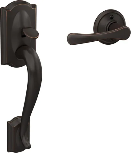 Miniatura 8 de Schlage FE285 CAM 619 FLA CAM LH - Juego de manijas para puerta de entrada con manija Flair y tirador exterior con agarre por la parte de abajo