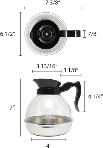 Miniatura 4 de TrueCraftware - Decantador de café de 64 onzas con base de acero inoxidable, cuerpo de policarbonato con mango de plástico negro, grado comercial
