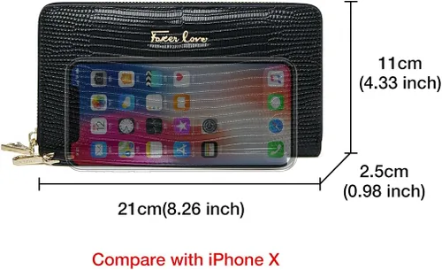 Miniatura 3 de Carteras de embrague para mujer monederos de cuero de vaca divididos con pulsera Negro talla única