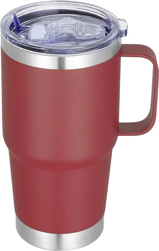 Miniatura 19 de Vaso térmico de acero inoxidable de 20 oz con asa, envase a granel, vasos termales metálicos aislados, taza de café de viaje con asa, vaso de doble
