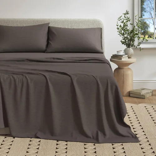 Great Bay Home Juego de Sábanas de Punto de Jersey de Algodón Tamaño Twin - Ultra Suaves, Elásticas, Jaspeadas Melange Gris Oscuro - Juego Acogedor