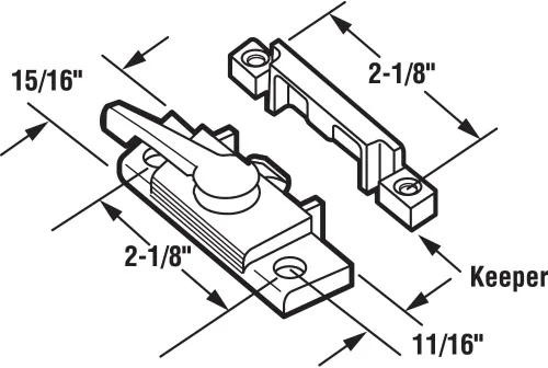 Miniatura 2 de Prime-Line F 2554 - Cerradura de ventana de acción de leva fundida a presión con lengüetas de alineación, color blanco (paquete individual)