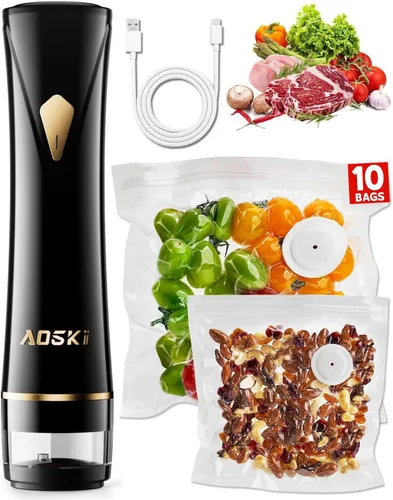 Máquina Selladora al Vacío para Almacenamiento de Alimentos: Sellador Compacto de Alimentos 5X Más Fresco por Más Tiempo, Depósito de Agua Negro